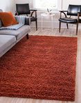 Bravich RugMasters SMALL TERRACOTTA/BURNT ORANGE Shaggy Rug 5 cm Thick Shag Pile Soft Shaggy Area Rugs Modern Carpet Living Room Bedroom Mats 60x110 cm (2ft x 3ft7)