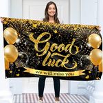 Good Luck banner and decoration - We Will Miss You banner - Sorry Your Leaving decorations - 5ft x 3ft with 4 brass holes - Vivid Digital Print - 110Den Thick polyester - Double Seam (Black)