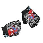 Miokkley Kids Fingerless Bike Gloves, Spider Superhero Sport Gloves for Children Monkey Bars Climbing Gloves Cycling Biking Fishing (Black, Medium for 9-12 Y)