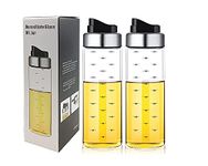 P-PLUS INTERNATIONAL Olive Oil Dispenser Bottle Oil and Vinegar Dispenser Salad Dressing Cruet Glass Bottle, Lead-Free Glass Oil Dispenser for Kitchen (450ml Pack of 2)