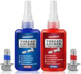 Vigorder Thread Lock Medium and High Strength, Thread Locker for Nuts, Bolts, Fasteners and Metals to Prevent Loosening and Leakage, Blue and Red