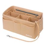 Simboom Bag Organiser Insert Handbag, Felt Bag Organizer Purse Organiser Bag in Bag Handbag Liner Tote Organiser Bag Pouch (Beige, L)