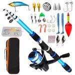 Proberos® Fishing Rod Fishing Bait Kit Kids Fishing Pole with Reel Beginners Fishing Kit, Including 1.8m Fishing Rod with Reel, Assorted Fishing Baits, Accessories & Storage Bag, Outdoor Fishing Kit