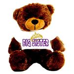 Hug'n'Feel® Soft Toys Big Teddy Bear Wearing Big Sister T-Shirt 6 feet Chocolate Brown_T Shirt_Big Sister Plush & Stuffed Toys