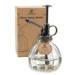 OFFIDIX Glass Watering Spray Bottle,Vintage Style Spritzer with Bronze Plastic Top Pump One Hand Watering Can (Transparent)