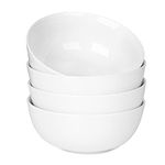 WishDeco Cereal Bowls Set of 4, Soup Bowls, 600ml Breakfast Bowls, Ceramic White Bowls for Dessert, Pasta, Noodle, Salad, Fruit, Microwave & Dishwasher Safe