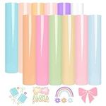 WRAPXPERT Boho Color Permanent Vinyl Sheets - 12 Sheets Bundle 12"x12" Pastel Colors Craft Vinyl Sheets Glossy Adhesive Vinyl Craft Cutters DIY Projects for Cricut Silhouette Cameo