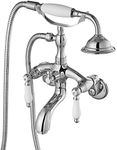 gotonovo Polish Chrome Clawfoot Tub Faucet Wall Mount Hand Held Shower Bathtub Faucet Set Double Level Handle with 6 Inch Center with Adapter Adjustable Swing Arms