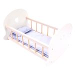 Engelhart - 606012 - Rocking Crib for Dolls Grey/White - wooden cradle for dolls - dimensions: 50 x 36 x 28 cm - age 3 and up