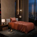 Stoa Paris 300 TC Satin Bedsheet Single Bed with Pillow Covers, Premium Ultra Satin Bedding Set, Gifts for Women, Couples, Wedding, Bedroom Home Furnishing, Date Night Collection - Melted Caramel