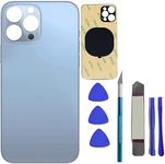 Mingxiong 13 Pro Max Rear Back Glass Replacement for iPhone 13 Pro Max Back Glass Panel Replacement with Pre-Installed Adhesive + Reparing Toolkit (Blue)