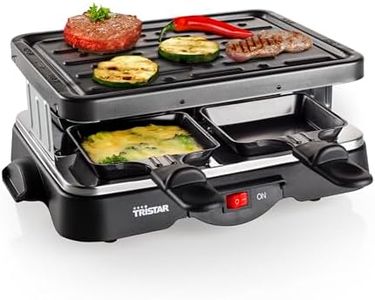 Tristar raclette – Avec plaque gril – 4 poêlons – Pour 4 personnes – Revêtement antiadhésif – 500 W – RA-2949