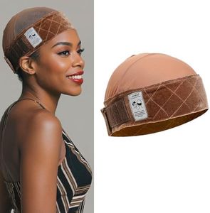 JKIBOO Wide Wig Grip Cap for Women Non Slip (M-Brown, Type A)