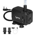 LERWAY Submersible Water Pump,1500L/H 15W Ultra-Quiet with 2 Nozzles,5.2ft(1.58m) High Lift, 5.9 Ft (1.8m) Power Cord for Aquarium Tabletop Fountains Pond Water Gardens and Hydroponic Systems