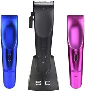 Stylecraft Ergo Professional Microchipped Magnetic Clipper with 5 Guards, Charging Stand, and 3 Customizable Colored Lids (Black, Pink, Blue)