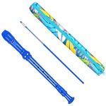 Soprano Recorder Instrument for Kids Beginners Student German Fingering C Key Recorder Instrument 3 Piece with Cleaning Rod and Bag Fingering Chart(Blue)