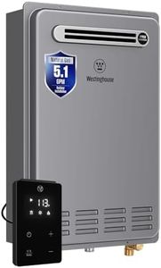 Westinghouse Smart Outdoor Natural Gas Tankless Water Heater, 5.1 GPM 120,000 BTU Whole Home Instant Hot Water Heater, ±1°F Temp Stability, Non-Condensing for 2-4 Fixtures