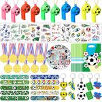 SXFENG 110pcs Football Party Bags Fillers, Football Party Favors Set Football Key Chains, Wristbands, Whistles, Stickers, Football Toys for Kids Boys Girls Birthday Gift(110pcs football)