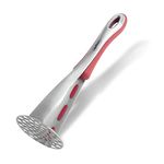 Zyliss Stainless Steel Potato Masher - Stainless Steel Potato & Vegetable Masher - Food Masher with Silicone Bowl Scraper & Integrated Hanging Hook - Stainless Steel