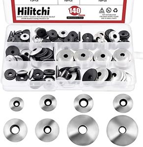 Hilitchi 140Pcs 8Sizes Stainless Steel Neoprene EPDM Bonded Sealing Gasket Washers, Cushioning Washers Assortment Kit