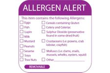 Food Allergen Warning Labels - Roll of 500 - Food Labels to Denote Allergy Warnings