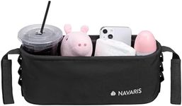 Navaris Pram Bag - Pushchair Accessories - Stroller Bag Organizer - Buggy Baby Bags for Prams - Durable Polyester Material - 2 Straps - 11.8 x 3.9 x 4.7 (30 x 10 x 12cm) - Black