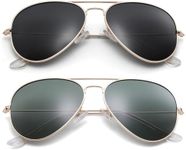 Pro Acme Aviator Sunglasses for Men Women Classic Polarized UV400 Protection (2 Pairs) Gold Frame/Black Lens + Gold Frame/G15 Green Lens