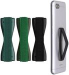 kwmobile Finger Holders for Smartphones - Set of 3 Self Adhesive Elasticated Finger Holder Straps for Phones - Metallic Teal/Dark Green/Black