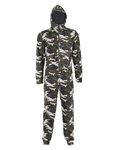 NOROZE Kids All-in-One Boys Camo & Aztec Dad-Son Men's Hooded Unisex Jumpsuit Onesie (11-12 Years, Camo Green)