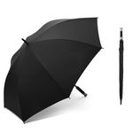 GRACIOUS MART 37inch Windproof Large Golf Stick Umbrella with Cover UV Protection Rubber Handle Automatic Open Waterproof for Men, Women and Family (BLACK, Large)