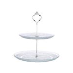 Incrizma Serving Stand (Glass) Beautiful, Elegant Dishware Serve Snacks, Appetizers, Cakes, Candies Durable, Reusable Party or Holiday Hosting (Round -2-Tiered)