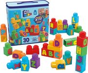 MEGA BLOKS First Builders ABC Toddler Blocks Building Toy, ABC Building Bag with 30 Pieces and 1 Reusable Storage Bag, Age 1+ Years
