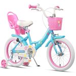 Glerc Maggie 16 Inch Kids Bike for 4 5 6 7 Years Old Little Girls Toddler Bicycles with ith Doll-Seat & Basket & Stabilisers for Gift, Blue