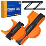 Pakkyng Contour Gauge Profile Tool with Lock - 3 Pack 10+5 Inch Widen with Bonus Angle Ruler - Super Gauge -Corner Measuring Tool - Father's Day Gift - Woodworking Tools for Dad