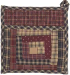 VHC Brands Millsboro Patchwork Cotton Rustic Tabletop Kitchen Fabric Loop Pocket Square Table Décor, Pot Holder, Burgundy Red