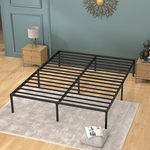 FDW Bed Frame Metal Platform Bed Frame 18 Inch High Mattress Foundation No Box Spring Needed Heavy Duty Steel Slat Noise-Free Easy Assembly Under-Bed Storage,King