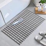 JUGTE PVC Shower Mat Anti Slip Shower Mat, Bathtub Mat with Suction Cups and Drain Holes, Anti-Skid PVC Rubber mats for Floor mat (Grey)