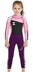 Kids Wetsuit 2.5mm Neoprene Long Sleeve Swimsuit Sun Protection One Piece Swimsuit Sun Suit for Boys Girls Pink S