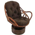 Rattan Swivel Rocker Chair Cushion, Solid Twill Outdoor Cushion Multicolored Indoor Rocking Chair Cushion with Ties for Garden Hammocks & Rocking Chairs (Only Cushion) (Brown)