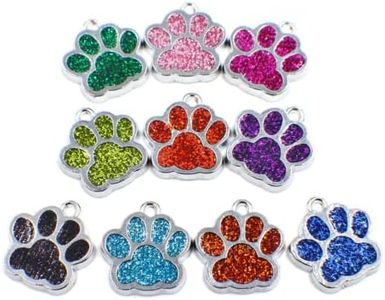 HAN SHENG 40 Pcs Animal Cat Dog Paw Chunk Charms Pendants Crystal Beads Jewelry Findings for DIY Jewelry Making Necklace Bracelet (Multicolor)