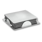 RIWAYAT STEEL | Stainless Steel | Square Coasters for Tea and Coffee Mugs | Durable, Non-Slip Drink Coasters for Home, Office, and Bar | Coaster Set of 6 with Holder