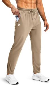 FOGFIRE Mens Sweatpants with Zipper Pockets Joggers for Men Workout Athletic Gym Track Fitness Clothing Khaki