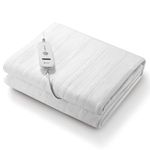 CURECURE Electric Mattress Pad Blanket 120 x 140cm Heated Underblanket Comfort Soft Mattress Heating Pad, Control with 4 Heat Settings, Overheat Protection & 10 Hours Auto Shut Off, Washable, White