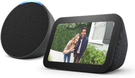 Echo Pop | Full sound compact smart speaker with Alexa + All-new Echo Show 5 (3rd Gen, 2023 release) | Smart display with deeper bass and clearer sound