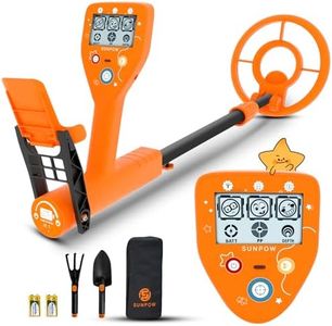 SUNPOW Metal Detector for Kids-Exclusive Cartoon LCD Display, IP68 Waterproof Coil, Unisex Design, Upgrade Chip, 3 Model (All Metal/Disc/Pinpoint Mode),32-40''Adjustable Stem, Easy Use for Kids Age 5+