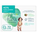 Pampers Diapers Size 5, 72 Count - Pampers Pure Protection Disposable Baby Diapers, Hypoallergenic and Unscented Protection, Super Pack (Packaging & Prints May Vary)