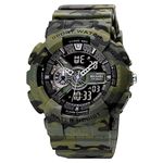 SKMEI Resin Analogue - Digital Men Watch -1688 (Army Green Camo), Black Dial, Green Band