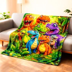 2026 New Cute Smiling Dinosaurs HD Digital Print Flannel, Ultra-Soft Flannel Dino Throw Blanket for Kids & Boys & Girls, Fleece Dinosaur Blanket, Contemporary Animal Theme All-Season (70×90 inch)