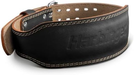 Harbinger 4" Padded Leather Belt 2.0, Unisex, Black, Large, Optimal Performance, Comfort To Support Heavy Lifting