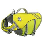 VIVAGLORY Sports Style Dog Life Jacket with Extra Flotation, Adjustable & Durable Swim Life Vest with Secure Fastening System for Small Dogs, Yellow Grey